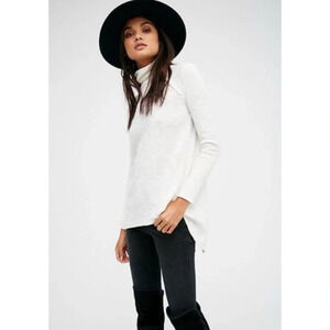 We The Free Split Back Cowl Neck Top White